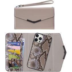 Mobilize Elegant Magnet iPhone 12 Pro Max Hoesje Uitneembare 2in1 Clutch - Beige Snake