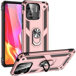 Mobigear Armor Ring Xiaomi Redmi 10C Hoesje Hardcase Backcover Shockproof met Ringhouder - Roségoud