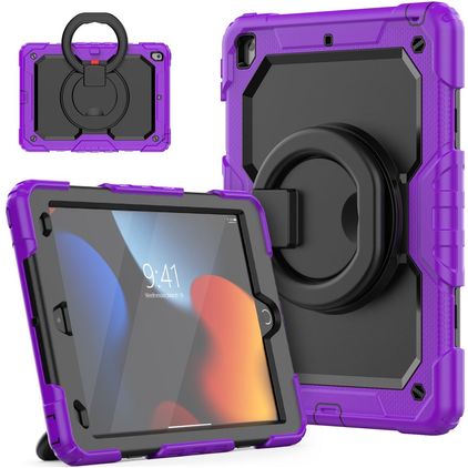 Mobigear RingGuard iPad 9 (2021) Hoes Hard Kunststof,Siliconen Backcover + Standaard - Paars