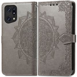Mobigear Mandala OPPO Find X5 Pro Hoesje Bookcase Portemonnee - Grijs