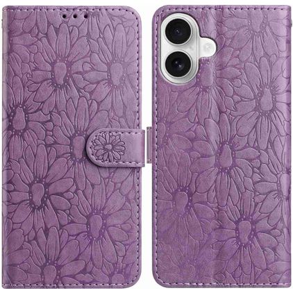 Mobigear Flowers iPhone 17 Hoesje Bookcase Portemonnee - Paars