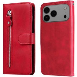 Mobigear Zipper iPhone 17 Pro Max Hoesje Bookcase Portemonnee - Rood