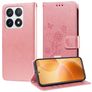 Mobigear Flowers Xiaomi 14T Pro Hoesje Bookcase Portemonnee - Roségoud