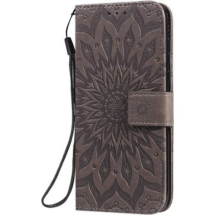 Mobigear Sunflower Motorola Moto G8 Plus Hoesje Bookcase Portemonnee - Grijs
