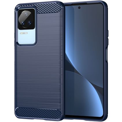 Mobigear Brushed Slim POCO F4 Hoesje Flexibel TPU Backcover - Blauw