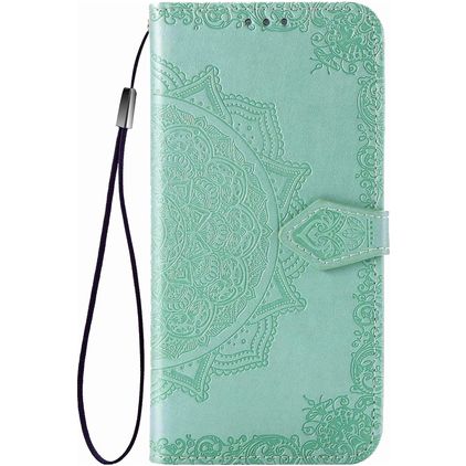 Mobigear Mandala Motorola One Fusion Plus Hoesje Bookcase Portemonnee - Turquoise
