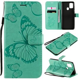Mobigear Butterfly Samsung Galaxy A21s Hoesje Bookcase Portemonnee - Turquoise