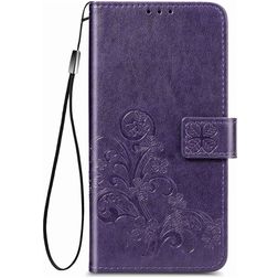 Mobigear Clover Motorola One Fusion Plus Hoesje Bookcase Portemonnee - Paars
