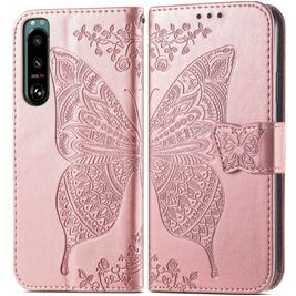 Mobigear Butterfly Sony Xperia 5 IV Hoesje Bookcase Portemonnee - Roségoud
