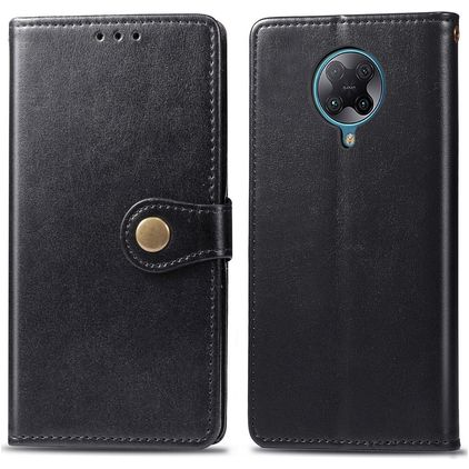 Mobigear Snap Button POCO F2 Pro Hoesje Bookcase Portemonnee - Zwart