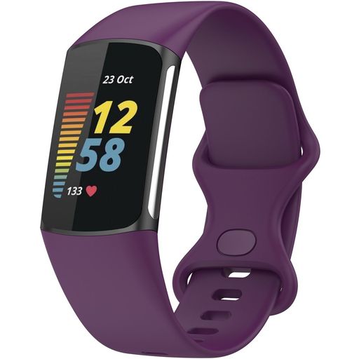 Mobigear Sport Dual Siliconen Fitbit Charge 5 Bandje Druksluiting - Paars
