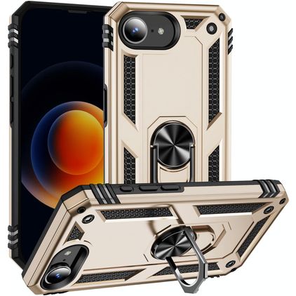 Mobigear Armor Ring iPhone 17e Hoesje Hardcase Backcover Shockproof met Ringhouder - Goud