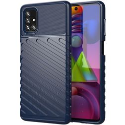 Mobigear Groove Samsung Galaxy M51 Hoesje Flexibel TPU Backcover - Blauw