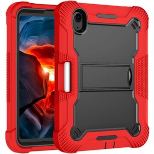 Mobigear ShieldStand iPad Mini 6 (2021) Hoes Hard Kunststof,Siliconen Backcover + Stylus Houder + Standaard - Zwart / Rood