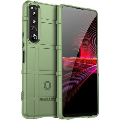 Mobigear Rugged Shield Sony Xperia 1 V Hoesje Flexibel TPU Backcover Shockproof - Groen