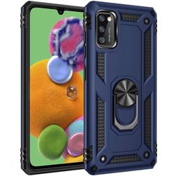 Mobigear Armor Ring Samsung Galaxy A41 Hoesje Hardcase Backcover Shockproof met Ringhouder - Blauw
