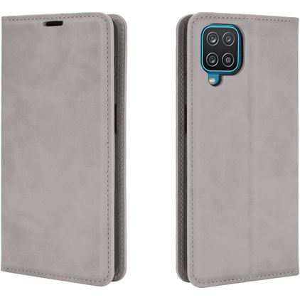 Mobigear Retro Slim Samsung Galaxy A12 Hoesje Bookcase Portemonnee - Grijs
