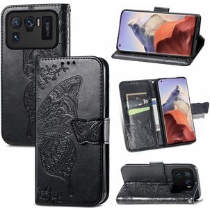 Mobigear Butterfly Xiaomi Mi 11 Ultra Hoesje Bookcase Portemonnee - Zwart