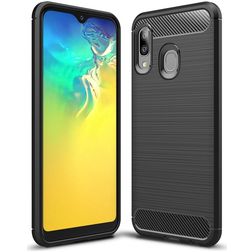 Mobigear Brushed Slim Samsung Galaxy A20e Hoesje Flexibel TPU Backcover - Zwart