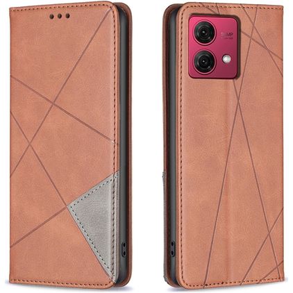 Mobigear Rhombus Slim Motorola Moto G84 Hoesje Bookcase - Bruin