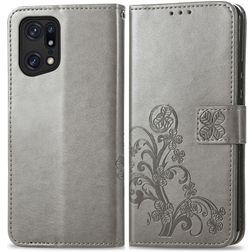Mobigear Clover OPPO Find X5 Pro Hoesje Bookcase Portemonnee - Grijs