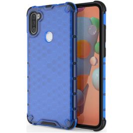 Mobigear Honeycomb Samsung Galaxy A11 Hoesje Hardcase Backcover Shockproof - Blauw