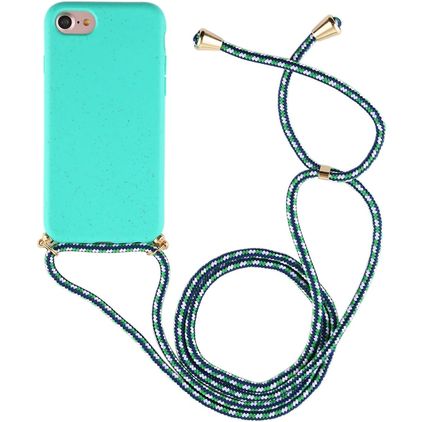 Mobigear Lanyard iPhone SE (2022) Flexibel TPU Hoesje met koord - Turquoise