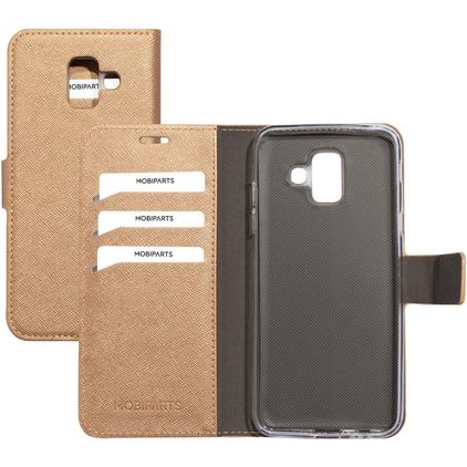 Mobiparts Saffiano Wallet Samsung Galaxy A6 (2018) Hoesje Bookcase Portemonnee - Copper