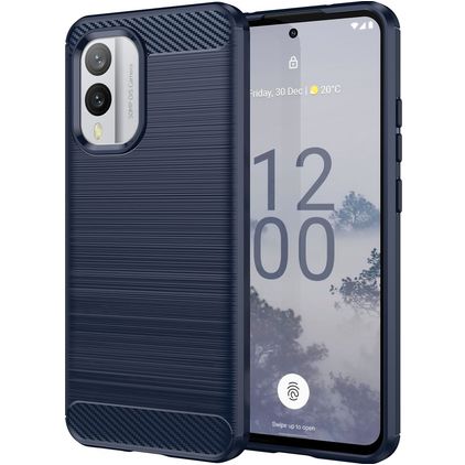 Mobigear Brushed Slim Nokia X30 Hoesje Flexibel TPU Backcover - Blauw