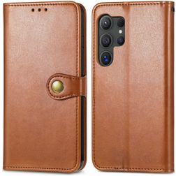 Mobigear Snap Button Samsung Galaxy S25 Ultra Hoesje Bookcase Portemonnee - Bruin