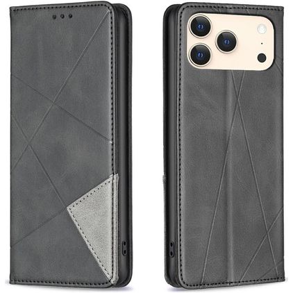 Mobigear Rhombus Slim iPhone 18 Pro Hoesje Bookcase - Zwart