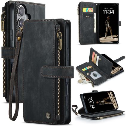 CaseMe C30 iPhone 17 Hoesje Bookcase Portemonnee - Zwart