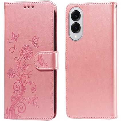 Mobigear Flowers Samsung Galaxy S25 Edge Hoesje Bookcase Portemonnee - Roségoud