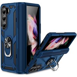 Mobigear Armor Ring Samsung Galaxy Z Fold 5 Hoesje Hardcase Backcover Shockproof met Ringhouder - Blauw