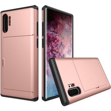 Mobigear Card Samsung Galaxy Note 10 Plus Hoesje Hardcase Backcover Shockproof met Pasjeshouder - Roségoud