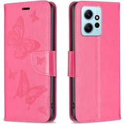 Mobigear Butterfly Xiaomi Redmi Note 12 Hoesje Bookcase Portemonnee - Magenta