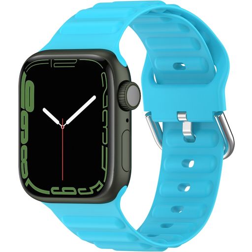 Mobigear Bumpy Siliconen Apple Watch Bandje Gespsluiting - 49/46/45/44 mm - Blauw