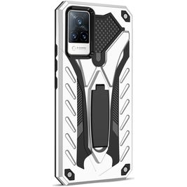 Mobigear Armor Stand Vivo V21 Hoesje Hardcase Backcover Shockproof met Standaard - Zilver
