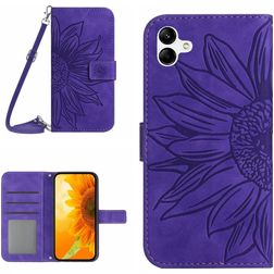 Mobigear Sunflower Samsung Galaxy A05 Hoesje Bookcase Portemonnee - Paars