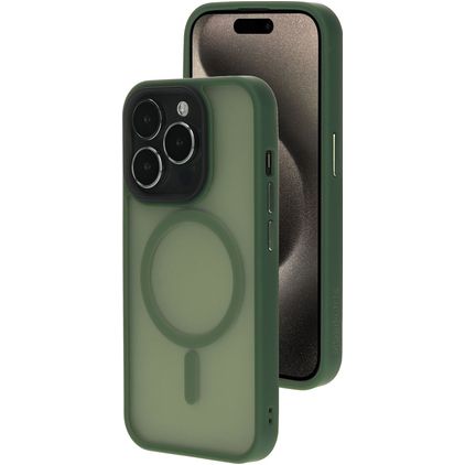 Mobiparts Hardcover iPhone 15 Pro MagSafe Hoesje Hardcase Backcover - Satin Green