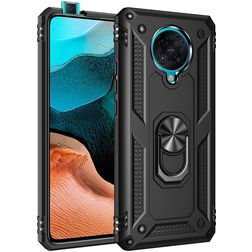 Mobigear Armor Ring POCO F2 Pro Hoesje Hardcase Backcover Shockproof met Ringhouder - Zwart