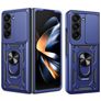 Mobigear Armor Ring Cam Slide Samsung Galaxy Z Fold 7 Hoesje Hardcase Backcover Shockproof met Ringhouder en Camera Slider - Blauw