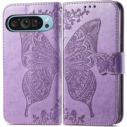 Mobigear Butterfly Google Pixel 10 Pro XL Hoesje Bookcase Portemonnee - Paars
