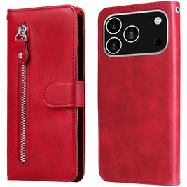 Mobigear Zipper iPhone 17 Pro Hoesje Bookcase Portemonnee - Rood