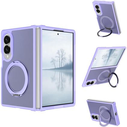 Mobigear 360 Rotating Ring Samsung Galaxy Z Fold 8 Ultra MagSafe Hoesje Hardcase Backcover met Ringhouder - Paars