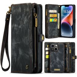 Caseme 008 iPhone 14 Hoesje Uitneembare 2in1 Bookcase Portemonnee - Zwart
