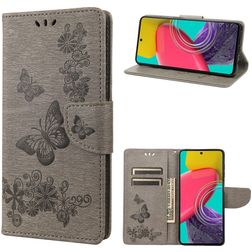 Mobigear Butterfly Samsung Galaxy M53 Hoesje Bookcase Portemonnee - Grijs