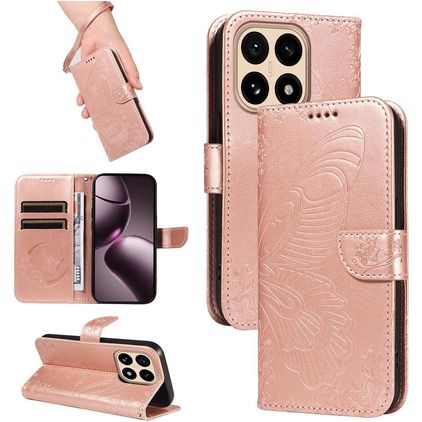 Mobigear Butterfly Xiaomi 15T Hoesje Bookcase Portemonnee - Roségoud