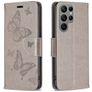 Mobigear Butterfly Samsung Galaxy S24 Ultra Hoesje Bookcase Portemonnee - Grijs