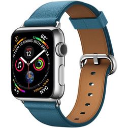 Mobigear Roma Leren Apple Watch Bandje Gespsluiting - 49/46/45/44 mm - Blauw